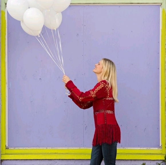 Boho Suede & Crochet Fringe Top - Size M - Picture 2 of 6